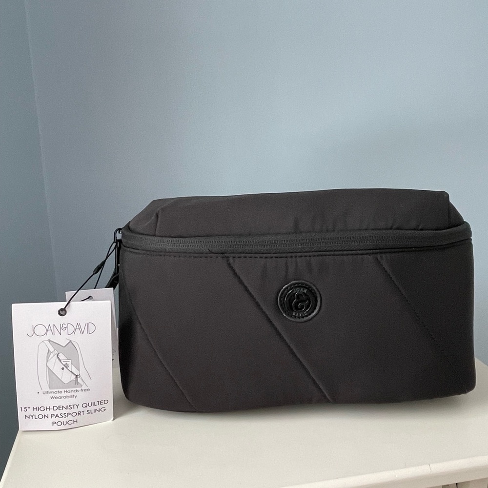 NWT Joan & David 15" High Density Quilted Nylon Sport Passport Sling Pouch